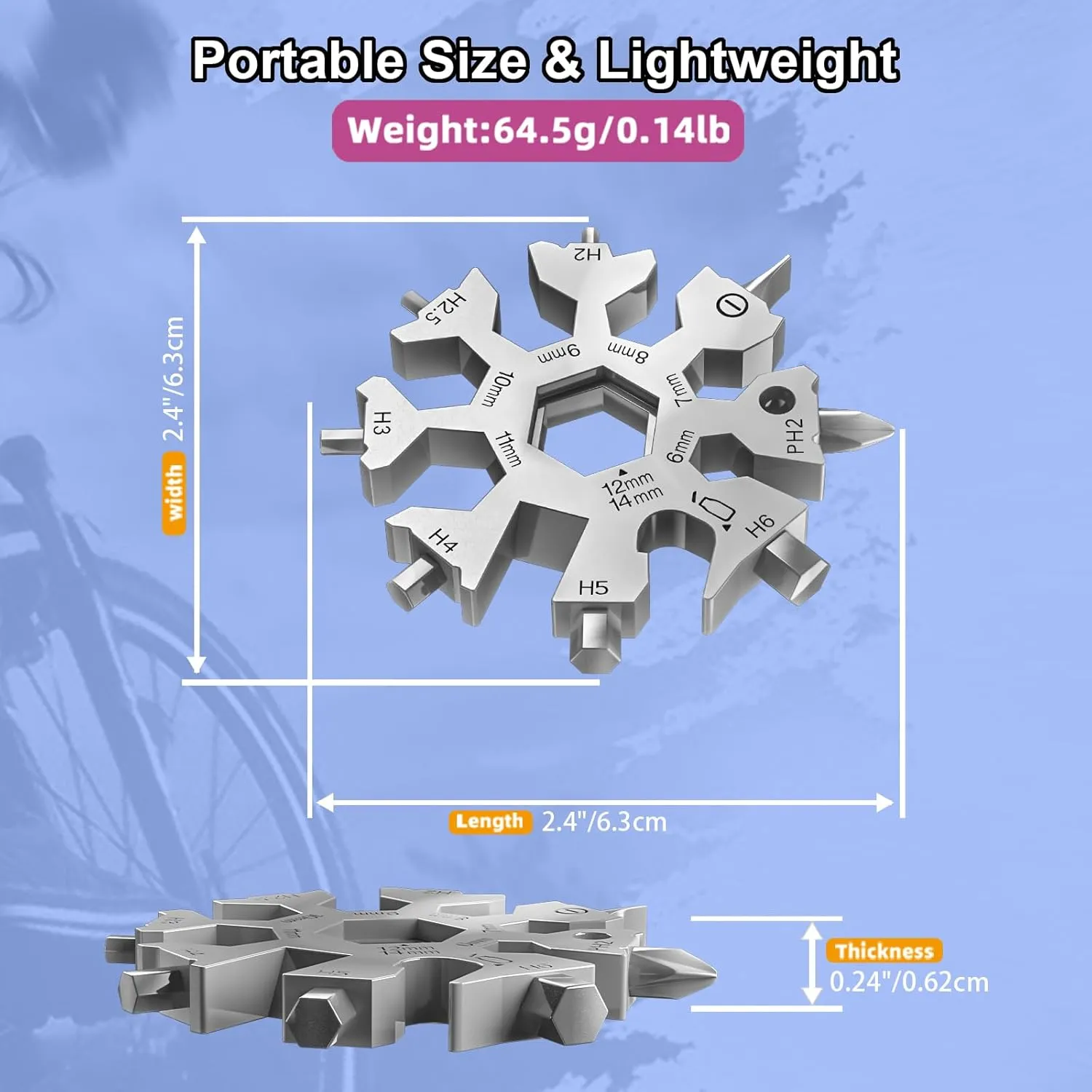 18 in 1 Snowflake Multi Tool, Phillips Flat Screwdriver Kit/Wrench/Bottle Opener, EDC Camping Gear, Gifts for Men (Silver)