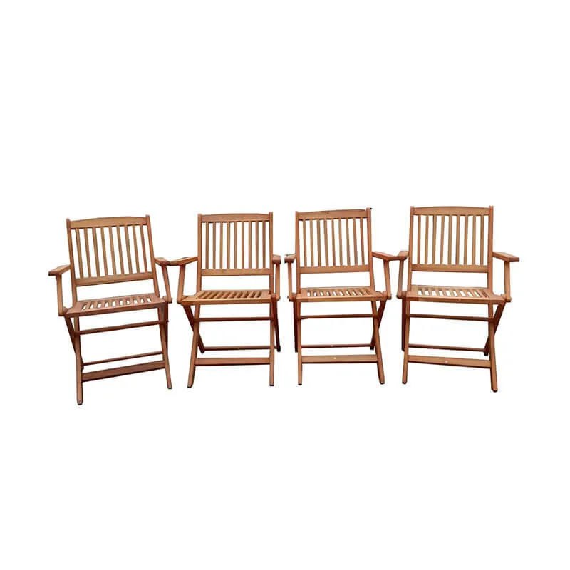35.83" Teak Foldable Patio Dining Chair Set - 4 Folding Chairs