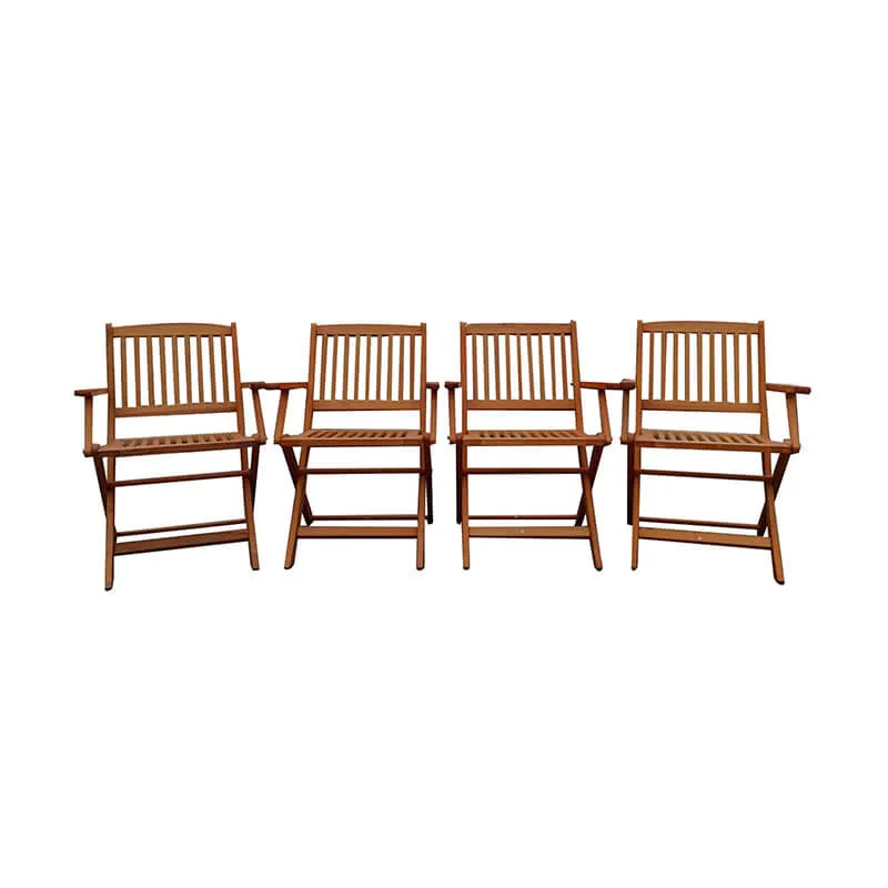 35.83" Teak Foldable Patio Dining Chair Set - 4 Folding Chairs