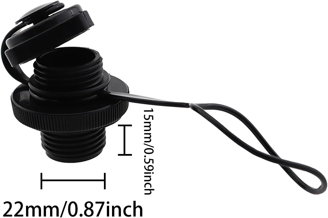 3PCS Black Kayak Inflator Valve Air Nozzle Inflatable Boat Air Valve Inflatable Boat Screw Air Plug for Inflatable Kayak Replacement Part