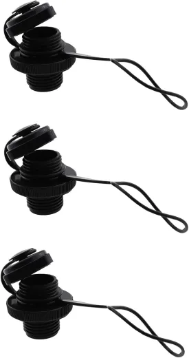 3PCS Black Kayak Inflator Valve Air Nozzle Inflatable Boat Air Valve Inflatable Boat Screw Air Plug for Inflatable Kayak Replacement Part