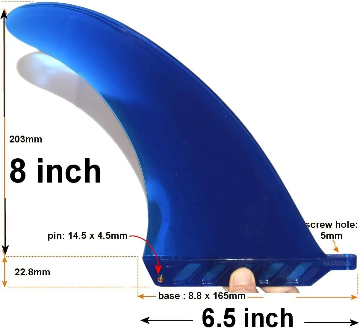8" US box center fin Safety Flex Soft replacement for longboard SUP Stand up Paddleboard River Surf Whitewater airSUP AIR7