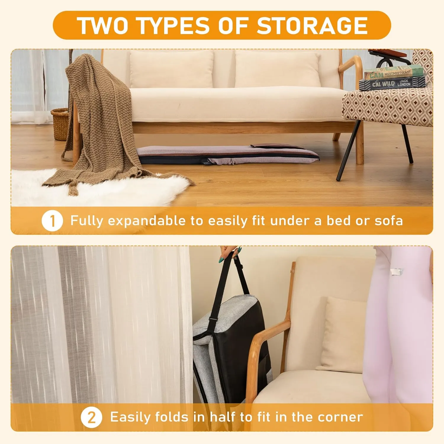 Adjustable Floor Chair with Back Support - 14-Position Portable Foldable Meditation Chair for Adults & Kids - Japanese KOYO Bearings & Washable Linen Cover (Coffee)