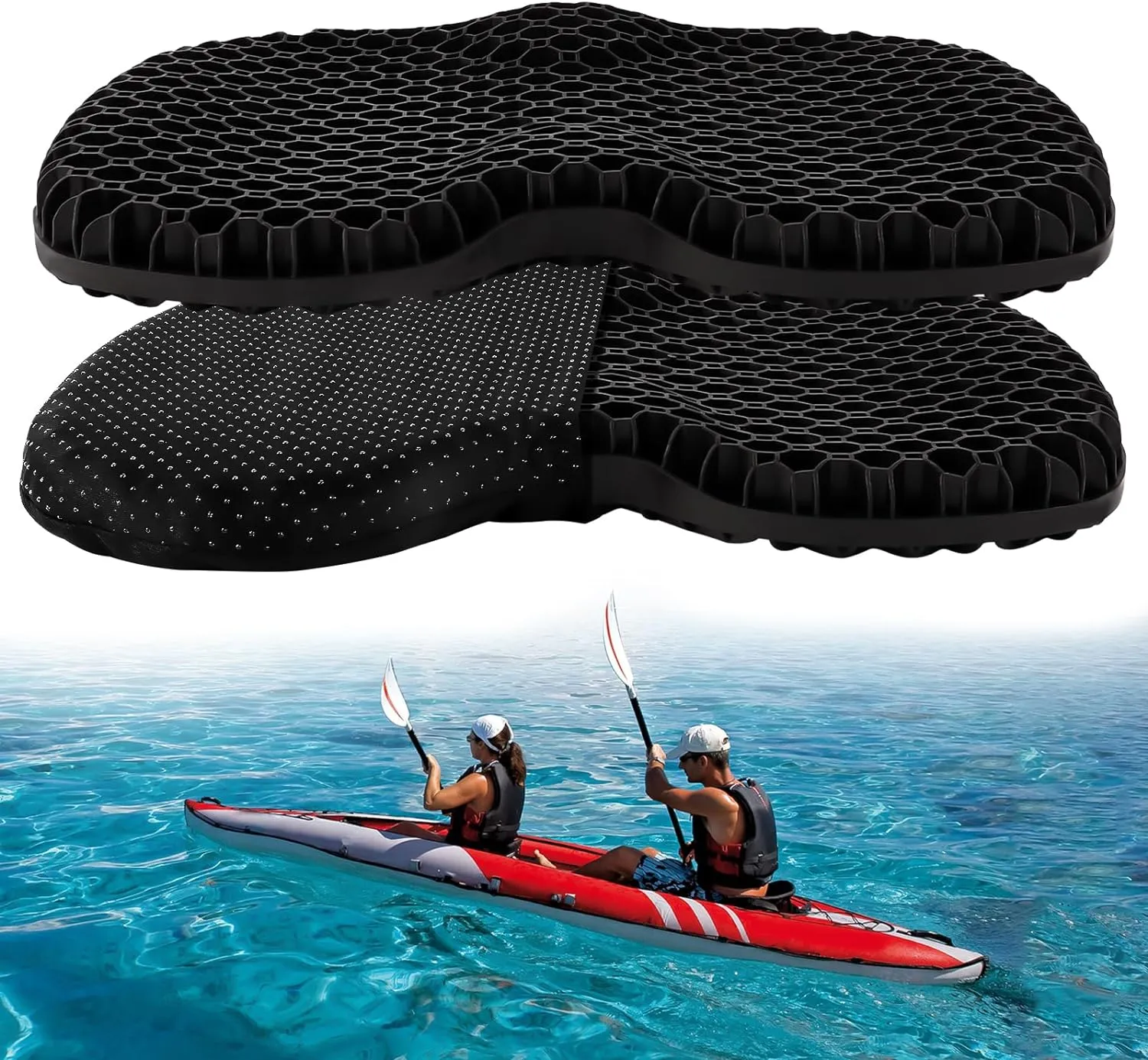 Anti Slip Kayak Gel Seat Cushion Thick Waterproof Egg Seat Cushion Kayak Seat Pad with Non-Slip Cover for Sit in Kayak Inflatable Kayak Canoe & Boat Kayak Accessories for Fishing Kayak
