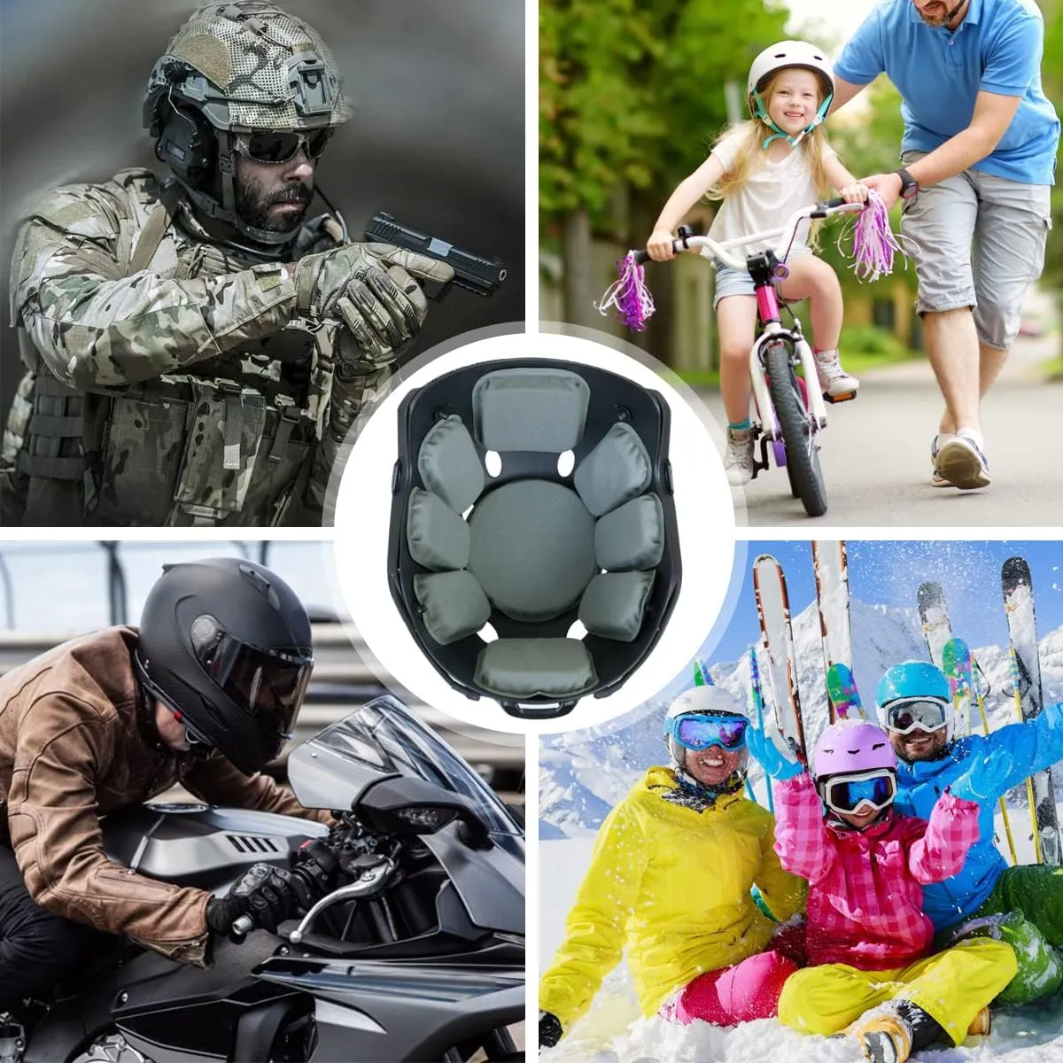 AOUTACC Universal Airsoft Helmet Pads, Helmet Replacement Foam Padding Kits Set Accessories Mats for Fast/Mich/ACH/USMC/PASGT Helmet