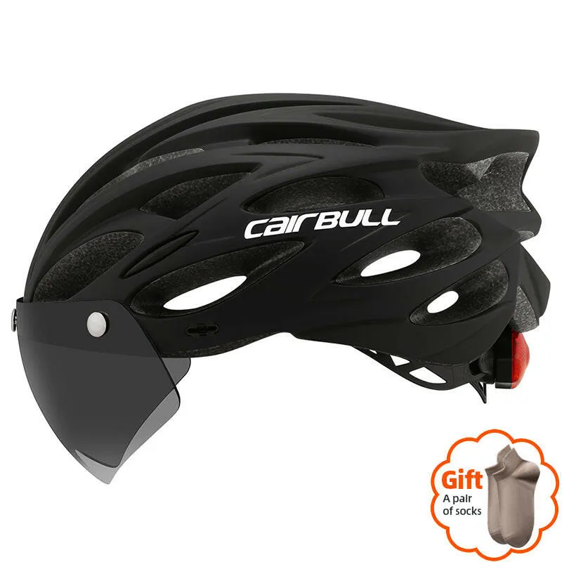 Bicycle Safety Helmets cairbull Removable Lens Visor Mountain Road Bike Helmet Integrally-molded Ultralight With Rearlight cap