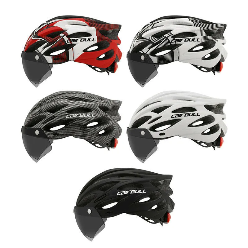 Bicycle Safety Helmets cairbull Removable Lens Visor Mountain Road Bike Helmet Integrally-molded Ultralight With Rearlight cap