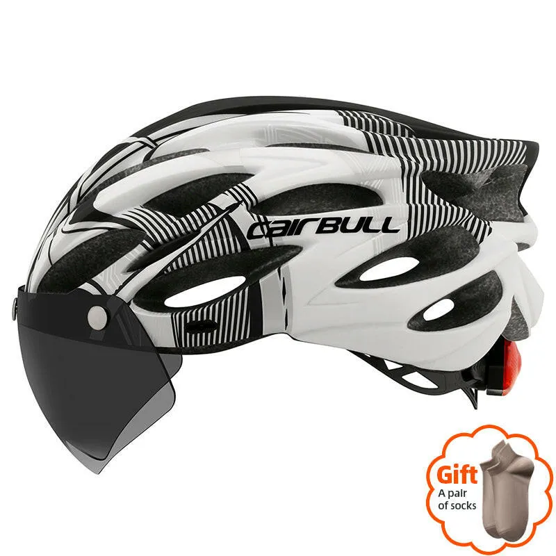 Bicycle Safety Helmets cairbull Removable Lens Visor Mountain Road Bike Helmet Integrally-molded Ultralight With Rearlight cap