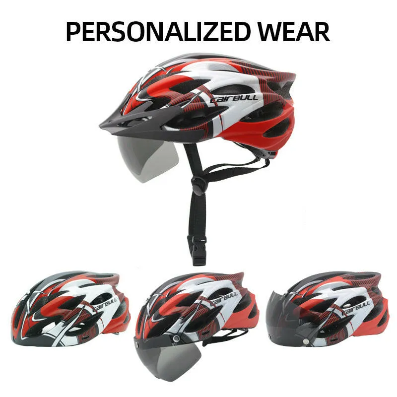 Bicycle Safety Helmets cairbull Removable Lens Visor Mountain Road Bike Helmet Integrally-molded Ultralight With Rearlight cap