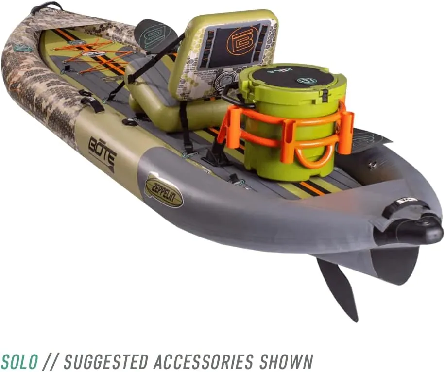 BOTE Zeppelin Aero 12 FT Inflatable Kayak Package Customizable for 1 Single Rider and 2 Person Tandem Rider Blow Up Family Friendly Fishing Hunting Multiple Colors