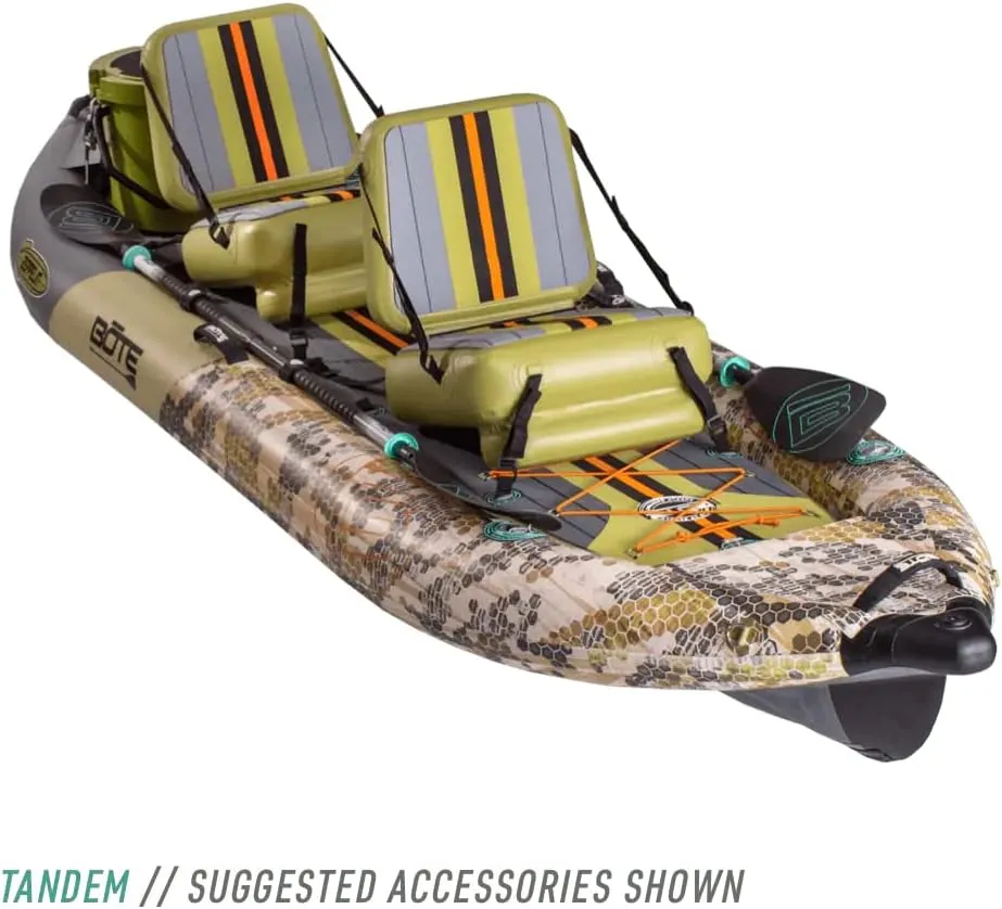 BOTE Zeppelin Aero 12 FT Inflatable Kayak Package Customizable for 1 Single Rider and 2 Person Tandem Rider Blow Up Family Friendly Fishing Hunting Multiple Colors