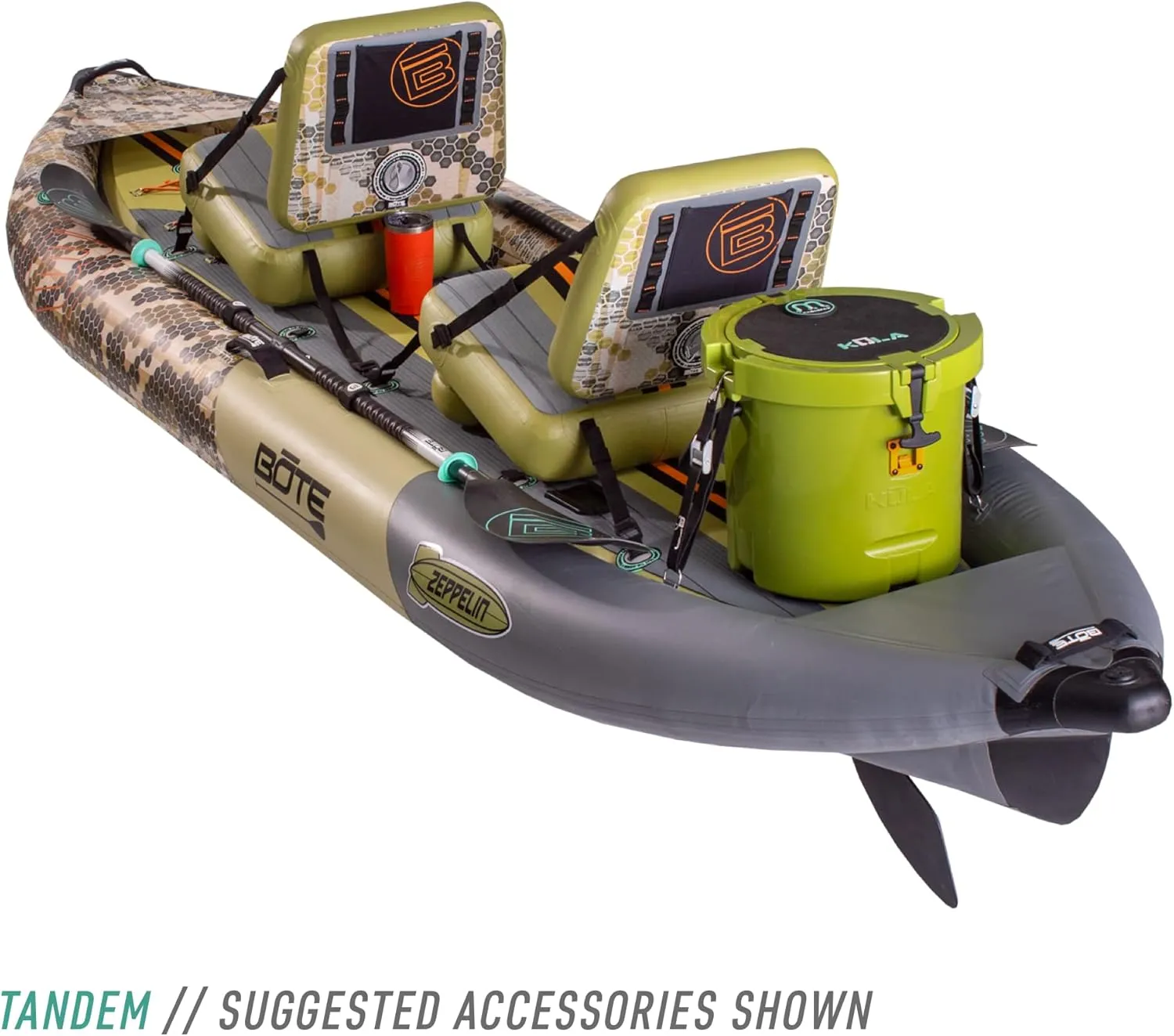 BOTE Zeppelin Aero 12 FT Inflatable Kayak Package Customizable for 1 Single Rider and 2 Person Tandem Rider Blow Up Family Friendly Fishing Hunting Multiple Colors