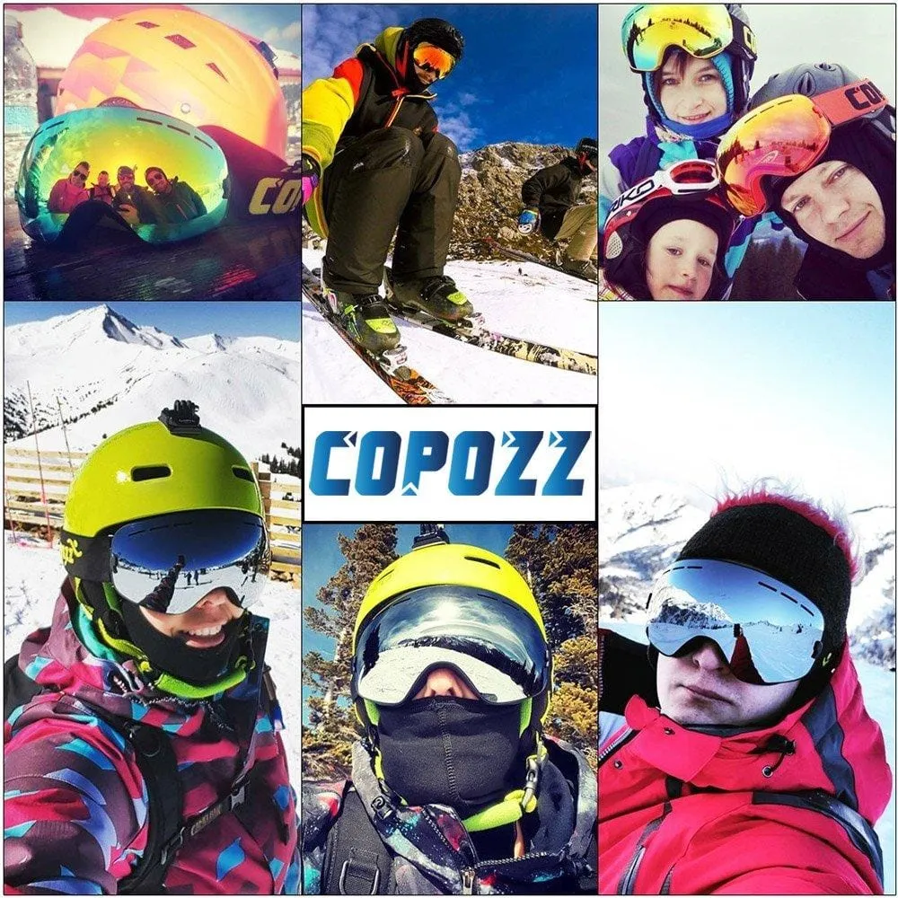 COPOZZ Ski Goggles, G1 Mens Womens Ski Snowboard Snowboarding Goggles - Over Glasses Double Lens Anti Fog Frameless,Cool REVO Mirror Red for Men Women Youth Snowmobile Skiing