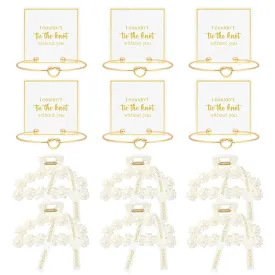 DEEKA 12 Pcs Bridesmaid Proposal Gifts, Pearl Hair Claw Clips & Bridesmaid Knot Bracelet Bachelorette Party Wedding Favors Bridal Party Present Hair Accessories for Women(Gold Bracelets)