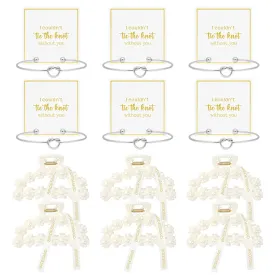DEEKA 12 Pcs Bridesmaid Proposal Gifts, Pearl Hair Claw Clips & Bridesmaid Knot Bracelet Bachelorette Party Wedding Favors Bridal Party Present Hair Accessories for Women(Silver Bracelets)