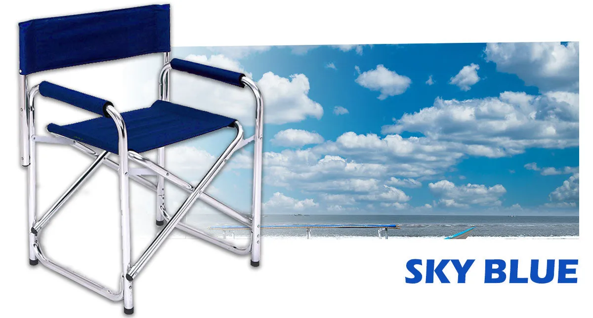 Directors Aluminium Folding Chair Camping Picnic Director Fishing Foldable - blue