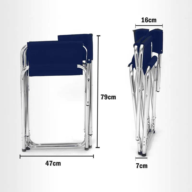 Directors Aluminium Folding Chair Camping Picnic Director Fishing Foldable - blue