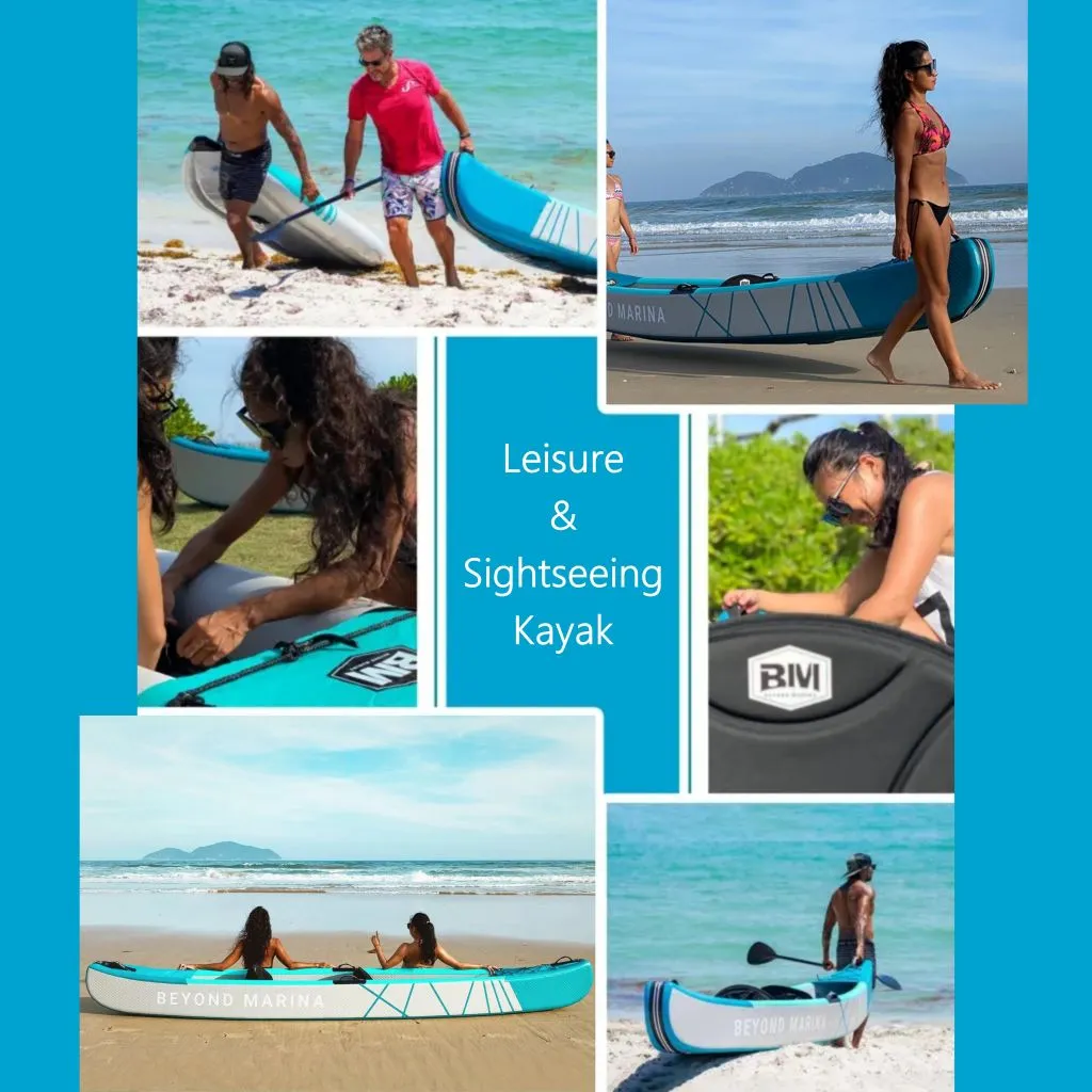 Drop Stitch Inflatable Kayak In Seat For 2 Person Fishing Kayak For Adults with Strong Structure For Leisure & Performance With Paddle, Seats, Pump, Fins, 422 x 74 x 42 cm