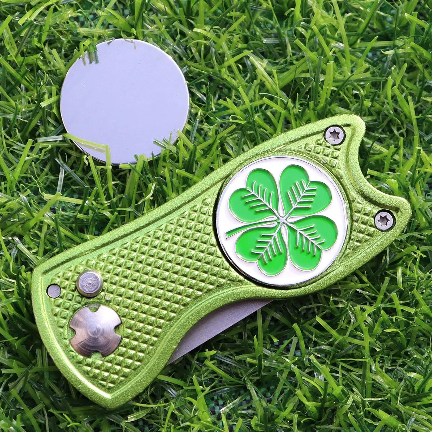 Foldable Golf Divot Repair Tool and Golf Ball Markers Set