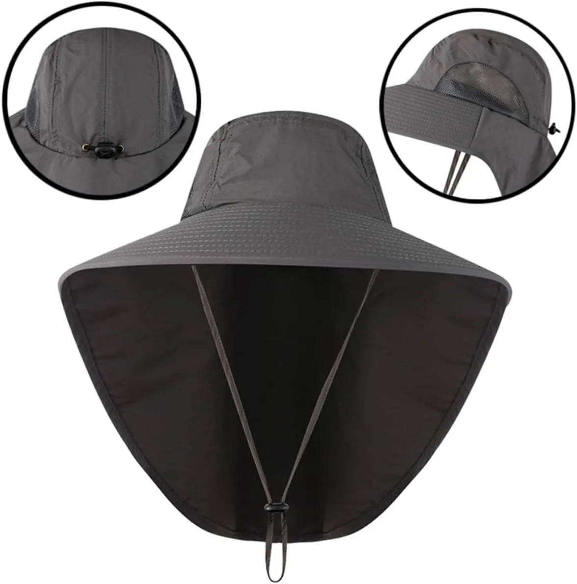 FRCOLOR Outdoor Sun Hat with Neck Cover UV Protection Wide Brim Bucket Hat for Climbing and Fishing Earflaps