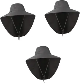 FRCOLOR Outdoor Sun Hat with Neck Cover UV Protection Wide Brim Bucket Hat for Climbing and Fishing Earflaps