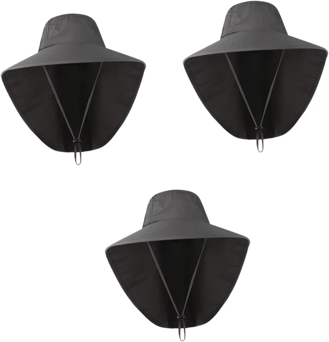 FRCOLOR Outdoor Sun Hat with Neck Cover UV Protection Wide Brim Bucket Hat for Climbing and Fishing Earflaps