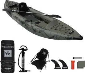 Inflatable Kayak with Detachable Seat,12.6'x40''x10.6''SUP-Kayak Set (Hand Pump/Aluminium Paddle/Backpack/and Multi-Functional Base),Adult/Kid Kayak Boat for Fishing Touring