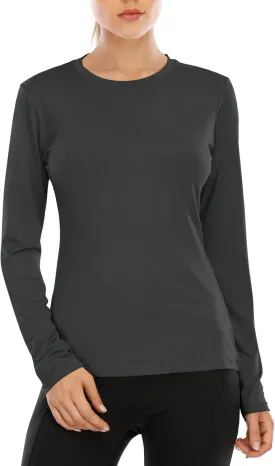 isnowood Women's Sun Protection Long Sleeve Shirts, UPF 50  UV Rash Guard Swim Shirt, Workout Hiking Running Athletic Tops