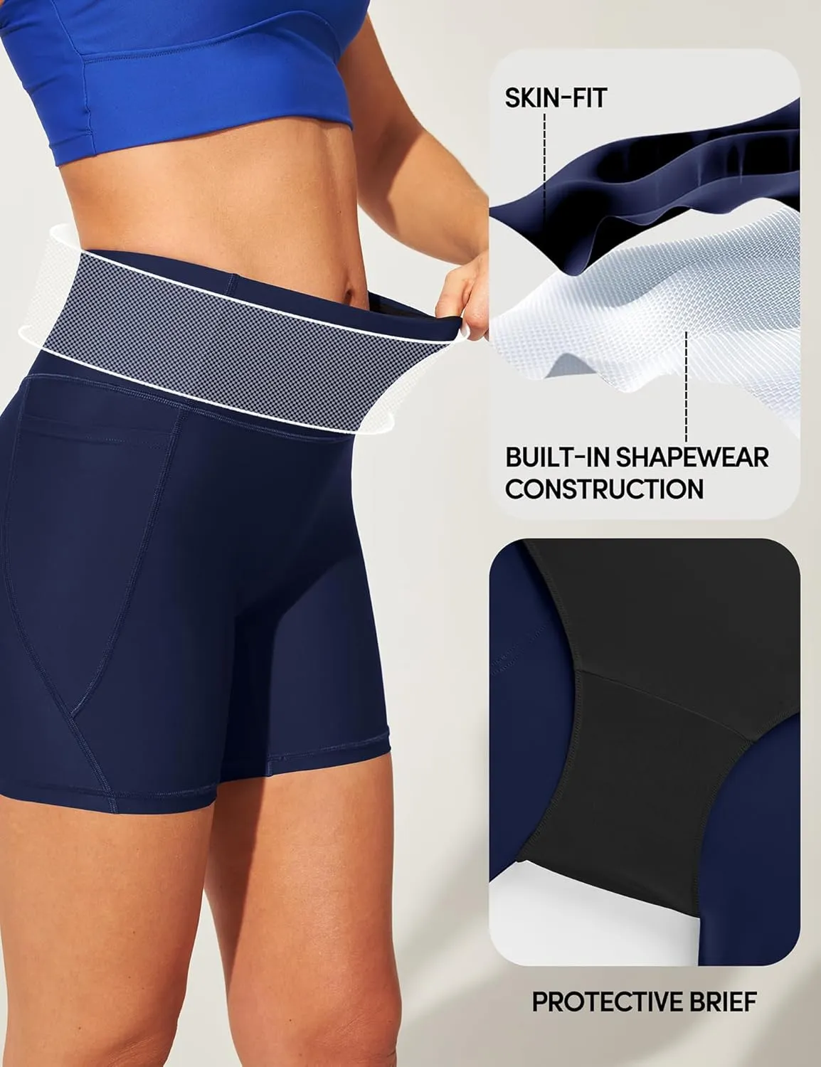 IUGA Womens Swim Shorts Tummy Control Swim Board Shorts UPF 50  Quick Dry Swimsuits Bottoms for Women with Pockets