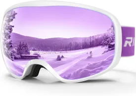 Kids Ski Goggles for Boys Girls Aged 3-14, 100% UV Protection OTG Ski Goggles