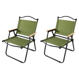 Kuber Industries (Set of 2) Portable & Foldable Chair for Travelling - Camping Cloth Kurchi for Outdoor Beach & Home Aram - Green