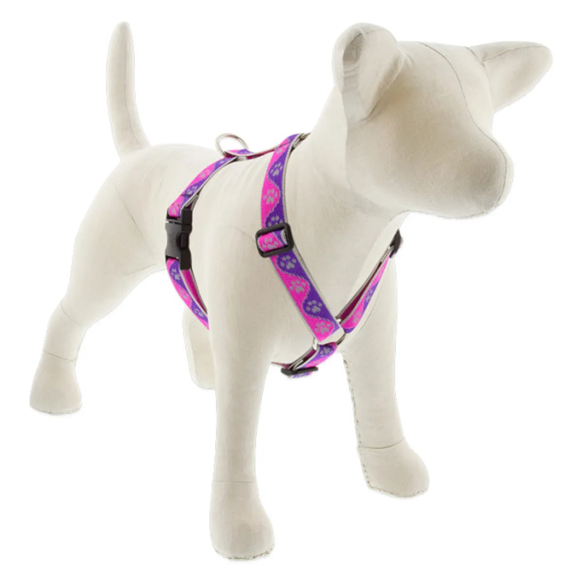Lupine Reflective Roman Dog Harness 1" Wide 20"-32" Girth Pink Paws