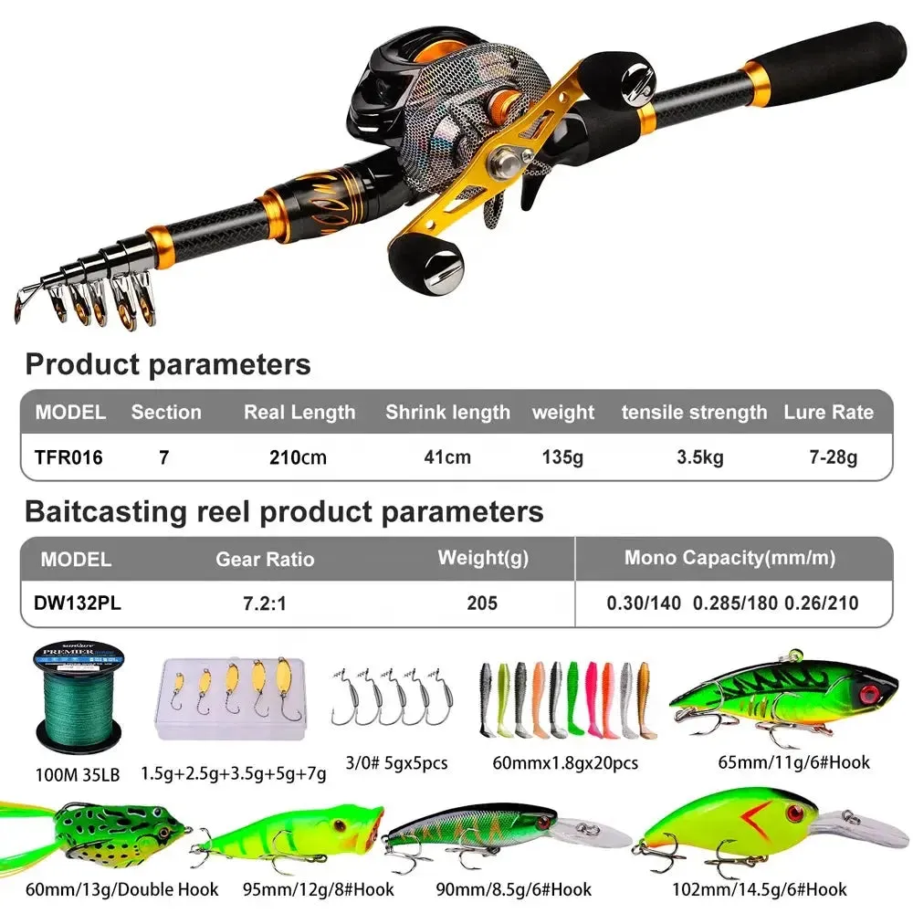 Lureswholesale® Baitcasting Reel and Rod Combo Kits