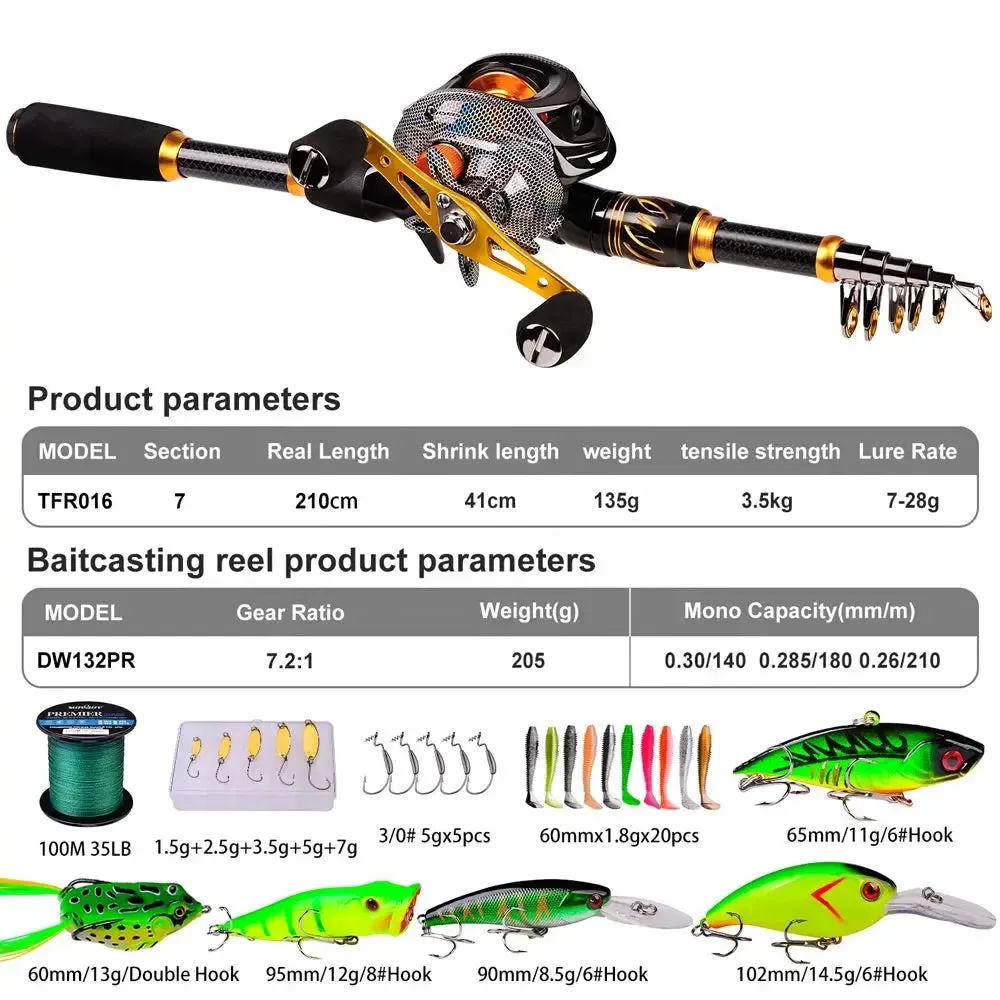 Lureswholesale® Baitcasting Reel and Rod Combo Kits