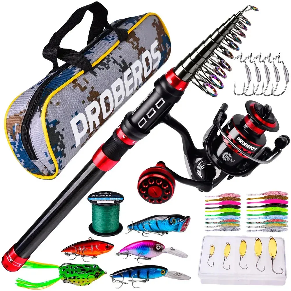 Lureswholesale® Telescopic Fishing Rod and Reel Combo Kits Portable Sea Fishing Pole   Spinning Reel Fishing Line Bait Set