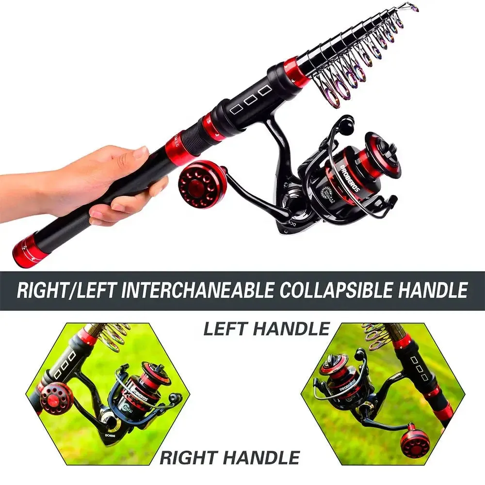 Lureswholesale® Telescopic Fishing Rod and Reel Combo Kits Portable Sea Fishing Pole   Spinning Reel Fishing Line Bait Set