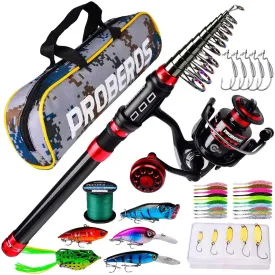 Lureswholesale® Telescopic Fishing Rod and Reel Combo Kits Portable Sea Fishing Pole   Spinning Reel Fishing Line Bait Set