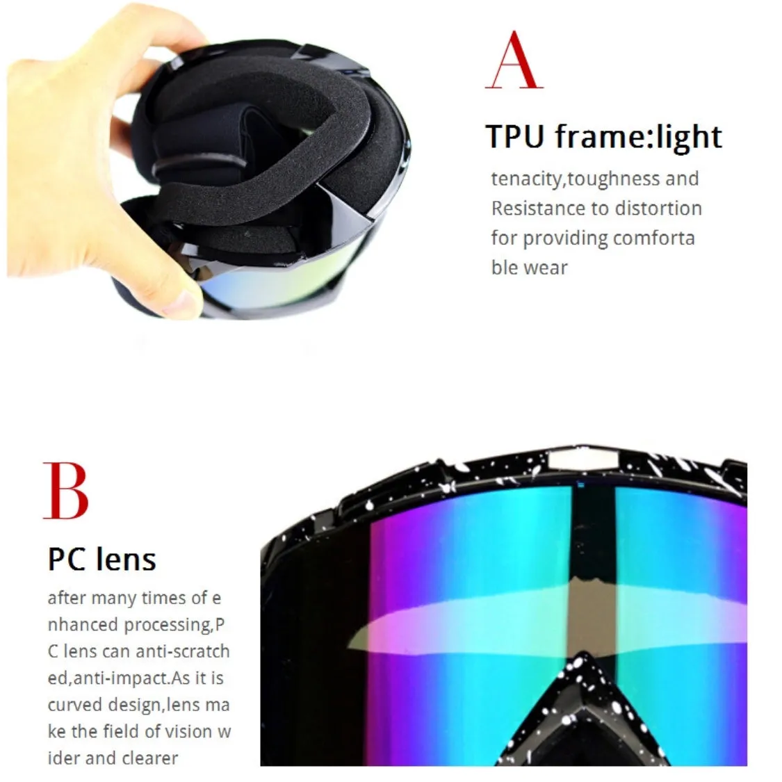 Motorcycle Ski Goggles Motocross Bike Eyewear Glasses Windproof Outdoor Sports