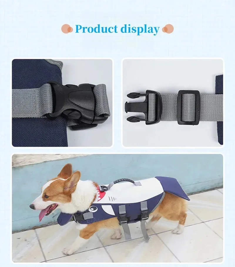 New Pet Dog Swimming Life Jacket Vest | Cute Cartoon Surfing Durable Safety Clothing | Washable Oxford Cloth for Corgi and Large Dogs | Alo Trendy