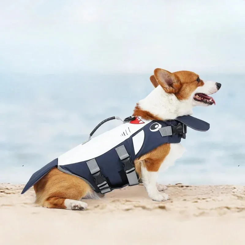New Pet Dog Swimming Life Jacket Vest | Cute Cartoon Surfing Durable Safety Clothing | Washable Oxford Cloth for Corgi and Large Dogs | Alo Trendy