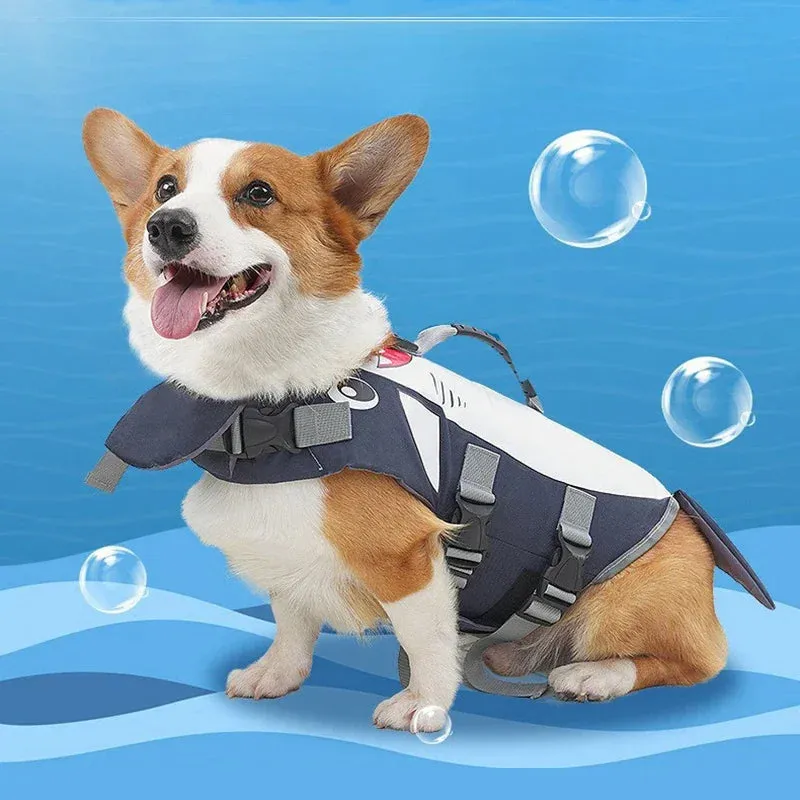 New Pet Dog Swimming Life Jacket Vest | Cute Cartoon Surfing Durable Safety Clothing | Washable Oxford Cloth for Corgi and Large Dogs | Alo Trendy