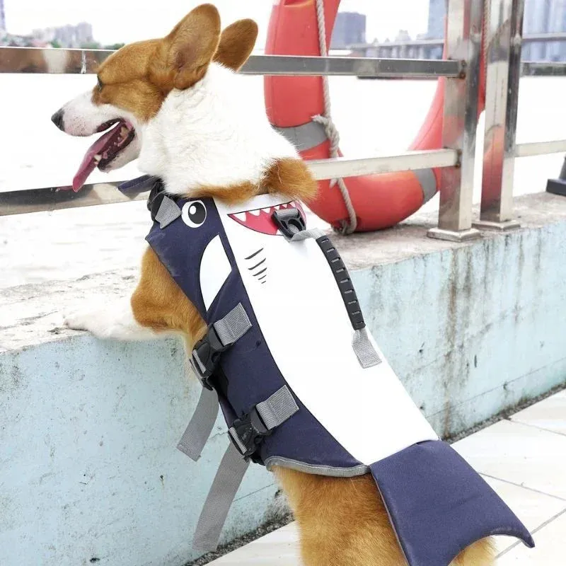 New Pet Dog Swimming Life Jacket Vest | Cute Cartoon Surfing Durable Safety Clothing | Washable Oxford Cloth for Corgi and Large Dogs | Alo Trendy
