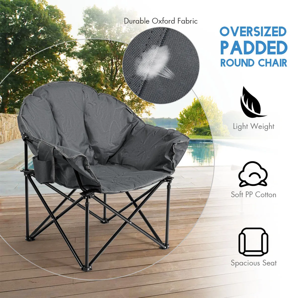 NNECW Foldable Lightweight Camping Cushioned Chair