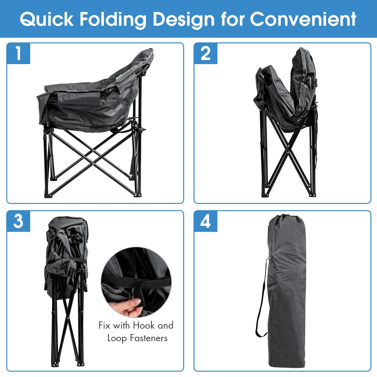 NNECW Foldable Lightweight Camping Cushioned Chair
