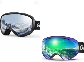 OTG Ski Goggles, 100% UV Protection Anti Fog Ski Goggles Men, Snowboard Goggles Men, Women Adult, Youth