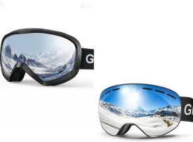 OTG Ski Goggles, 100% UV Protection Anti Fog Ski Goggles Men, Snowboard Goggles Men, Women Adult, Youth