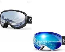 OTG Ski Goggles, 100% UV Protection Anti Fog Ski Goggles Men, Snowboard Goggles Men, Women Adult, Youth