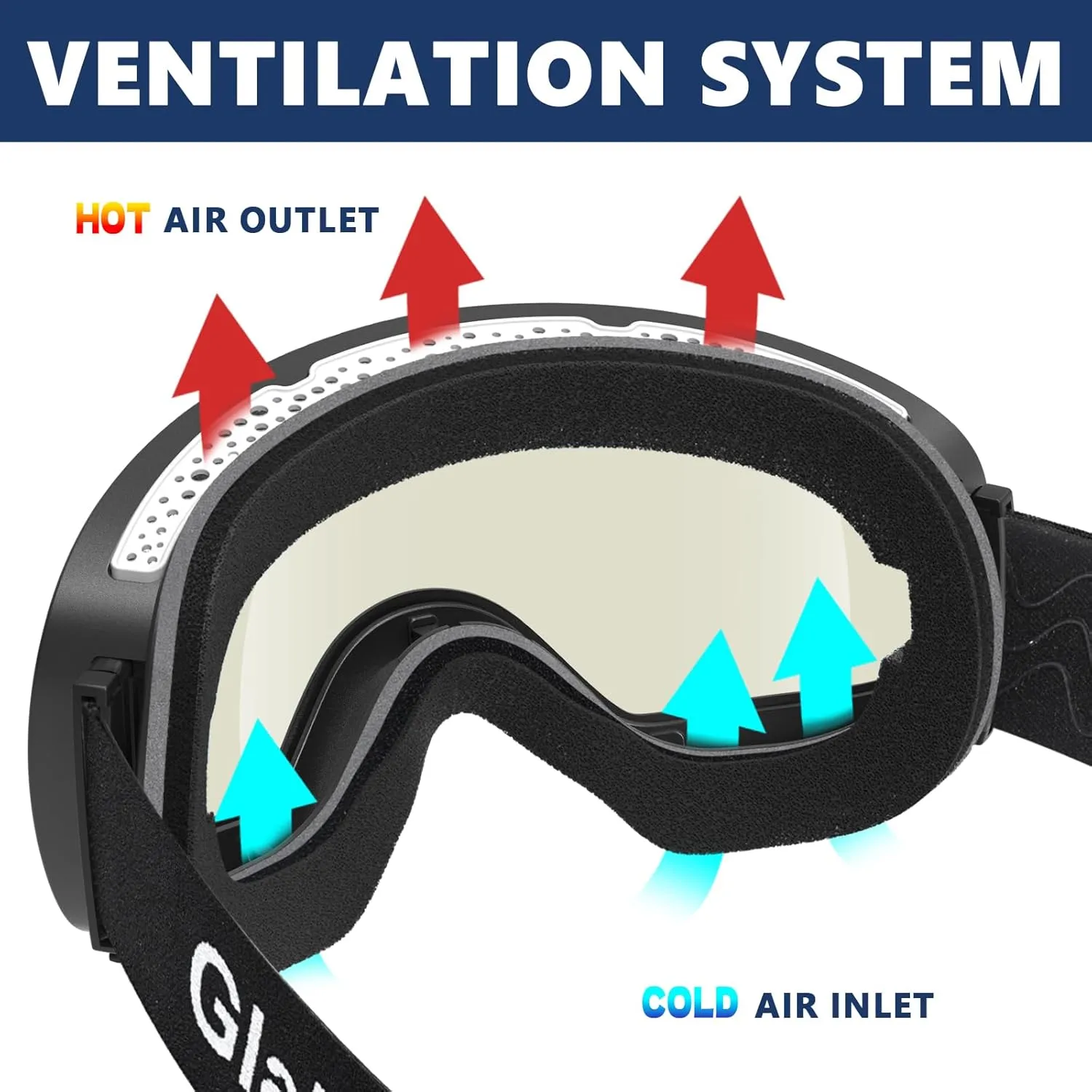 OTG Ski Goggles PRO, Frameless 100% UV Protection Anti Fog Ski Goggles Men, Snowboard Goggles Men/Women/Adult/Youth