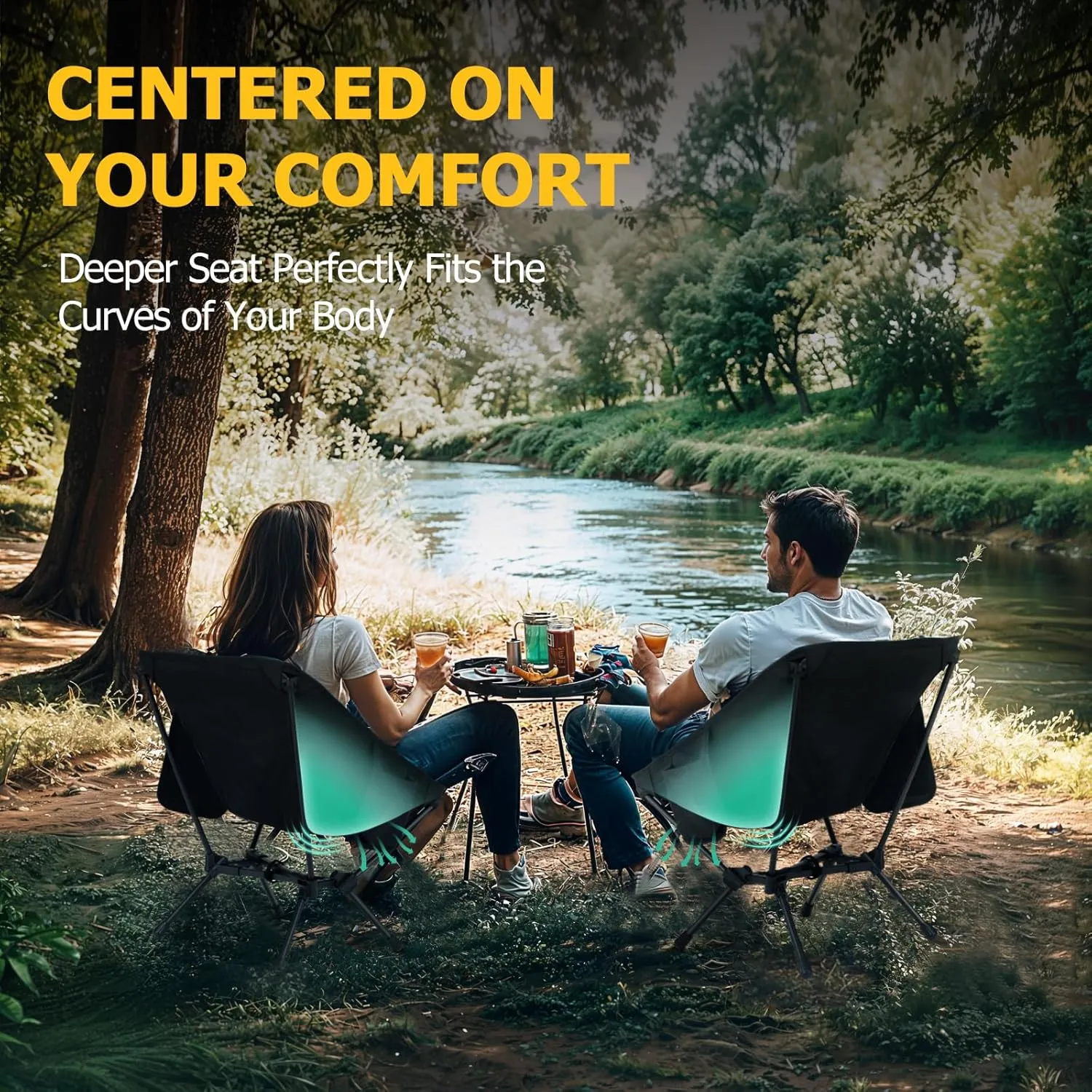 Overmont Ultralight Portable Camping Chair- Lightweight Folding Backpacking Chair, Support up to 330Lbs Compact Beach Chair for Adults with Carry Bag for Backpack Hiking Fishing Outdoor Camp Travel
