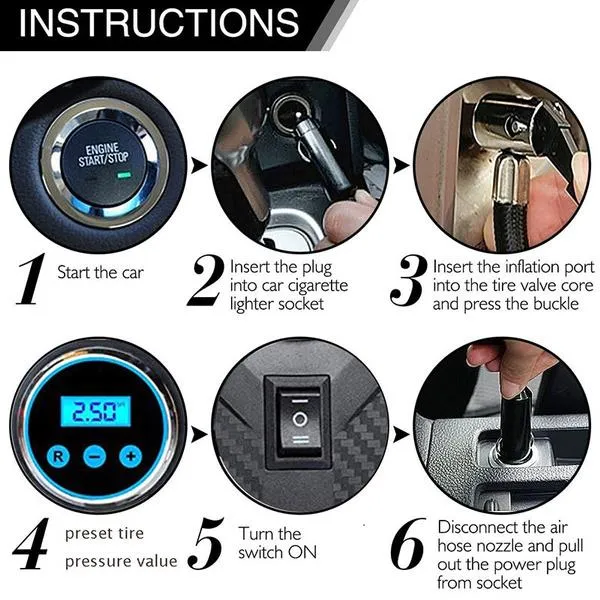 Portable Air Compressor Pump Tire Inflator
